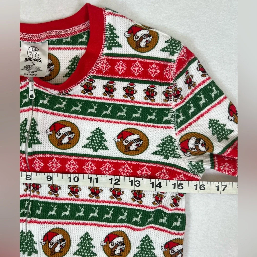 BUC-EES Youth Beaver Christmas Onesie Pajamas  Front Zip Large Family PJs Bucees